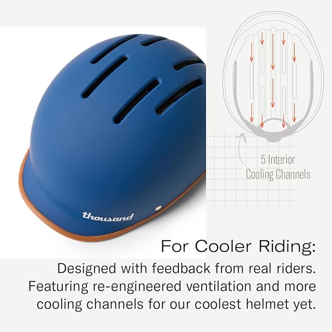 Thousand Heritage 2.0 Adult Bike Helmet; The Original Low Profile Retro Commuter Cycling Helmet Safety Certified for Bicycle Skateboard Skating Roller Skates; for Men & Women