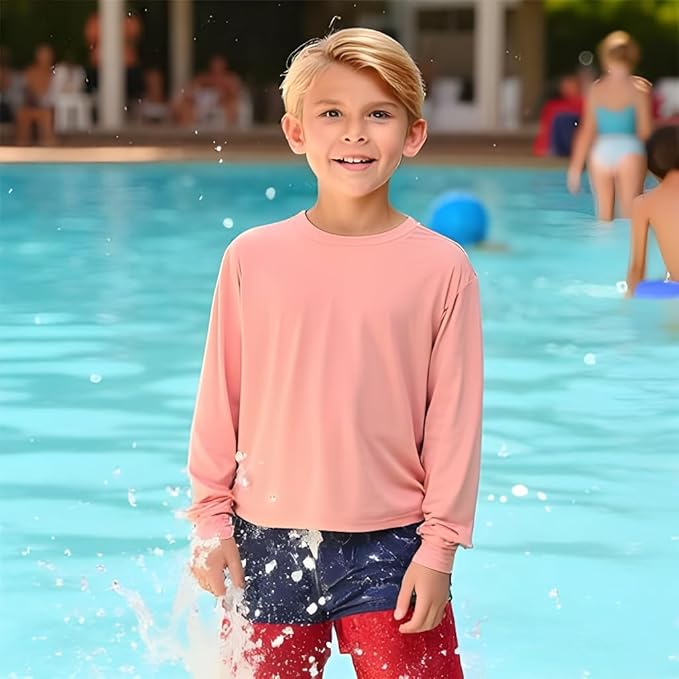INGEAR Boys' Rash Guard UPF 50+ Swim Shirt - Lightweight, Quick-Dry, Durable Sun Protection for Swimming, Sizes XS-XL