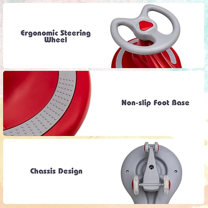 BABY JOY Wiggle Car for Kids, Swing Car with LED Flashing Wheels, No Batteries, Gears or Pedals, Uses Twist, Turn, Wiggle Movement to Steer, Ride-on Toy for Boys Girls 3 Year Old and Up (Red)