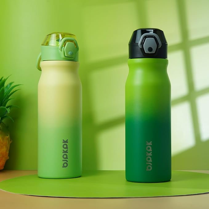 BJPKPK Insulated Water Bottle 25oz Stainless Steel Water Bottles with Straw and Carry Handle Double Wall Metal Thermal Flask,Sage