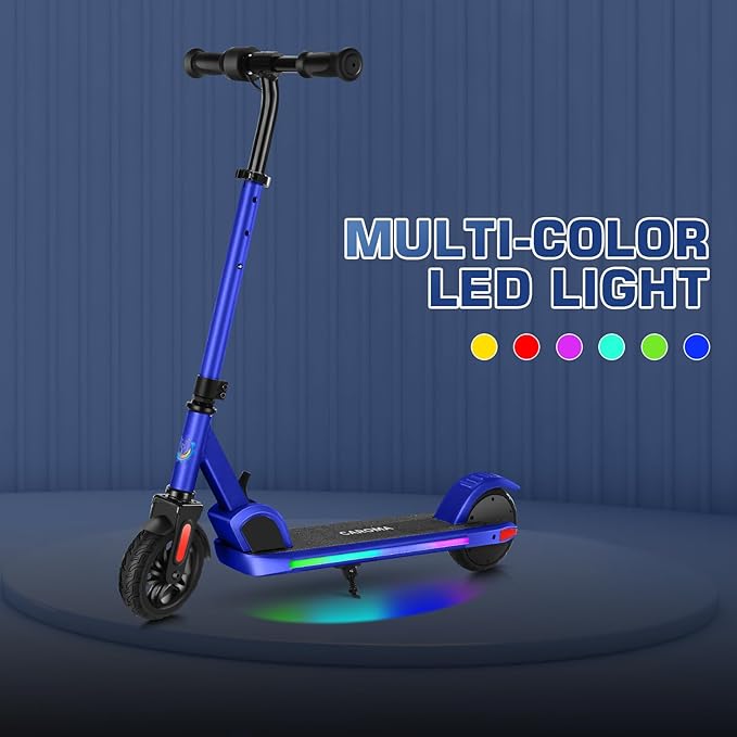 Caroma Electric Scooter for Kids Ages 6-14, 180W/150W Motor & 10 Mph, 85 Mins Ride Time, Adjustable Height & Speed, LED Display & Colorful Lights, Kids Electric Scooter, Best Gifts for Girls and Boy