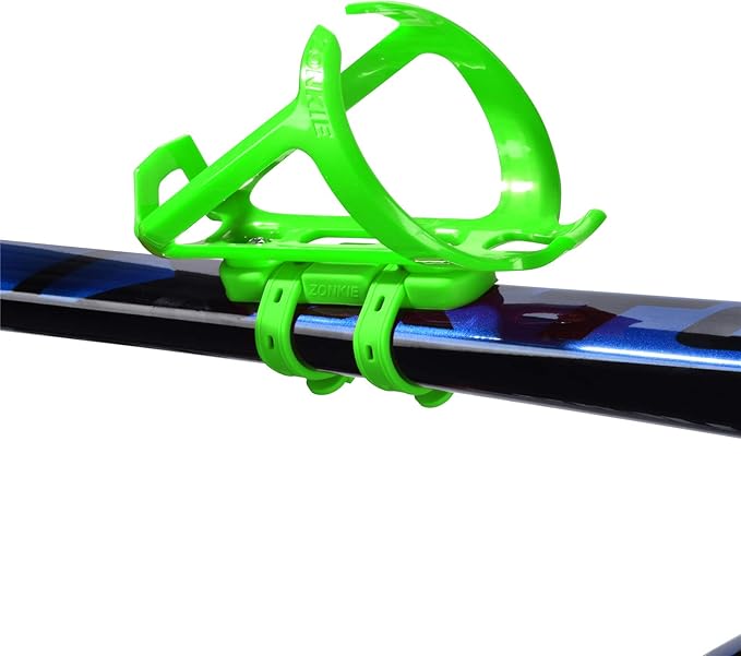 ZONKIE Bicycle Bottle Cages, Plastic Bike Bottle Holder with Cage Mounting Base (Green)