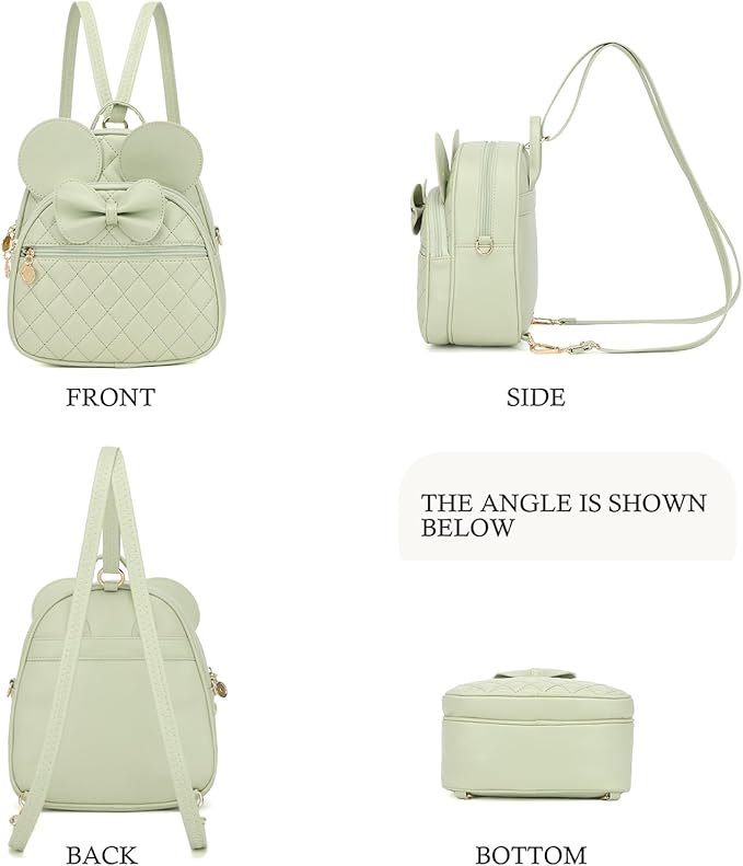 KL928 Girls Mini Backpack Bowknot Polka Dot Cute Small Daypacks Convertible Shoulder Bag Purse for Women