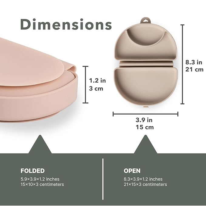 Miniware Baby Travel Plate with Suction - Foldable Silicone Baby Travel Essential to Promote Self-Feeding - Dishwasher Safe, BPA Free, Food Grade Silicone Baby Plate for On The Go - Pink Silifold