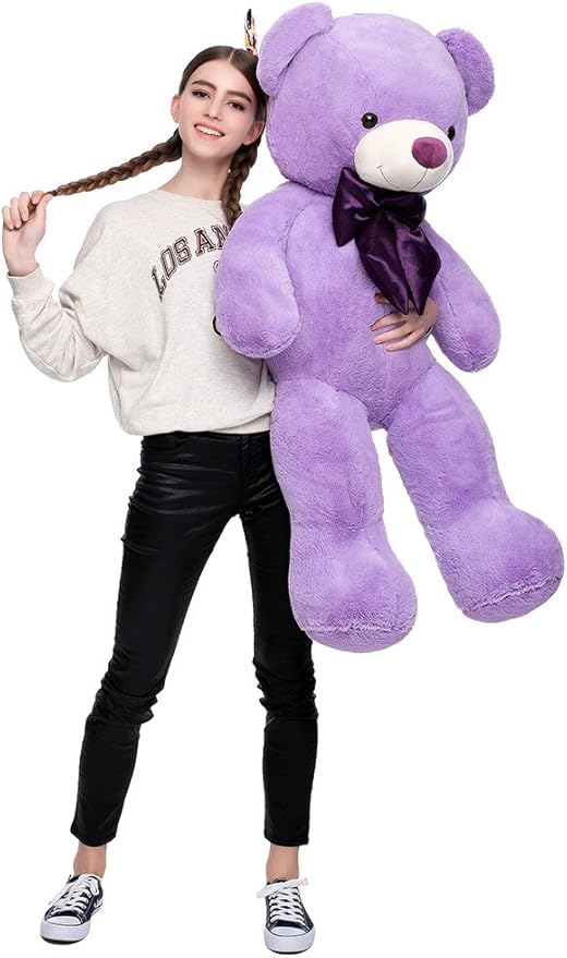 MaoGoLan Giant Purple Teddy Bear 47 inch Life Size Bear Stuffed Animal Plush Toy Valentines Bear for Girls Girlfriend Wife Children Teens
