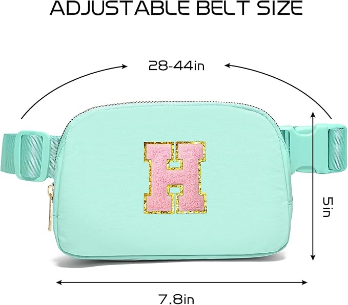 Gitus Belt Bag Fanny Pack Crossbody Bags with Initial Letter Patch Cute Stuff Birthday Gifts for Teenager Girls Trendy Preppy Stuff for Teen Girls Cool Stuff for Teens (Mint Green-H)