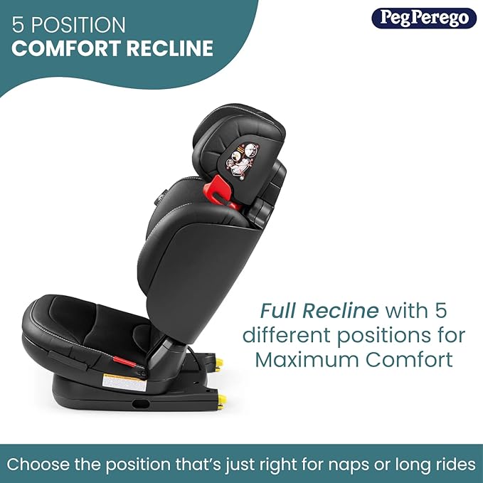 Peg Perego Viaggio Flex 120 Booster, 4D Total Adjust for Safety & Comfort, No Armrests, Compact Fold for Travel, 40-120 lbs, Made in Italy, Astral (Beige)