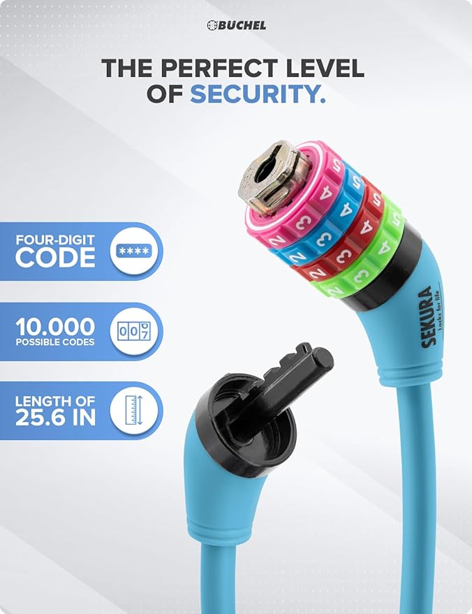 Bike Locks Cable for Kids - Colorful & Keyless - Secure Your Child's Bike - Easy-to-Use Bicycle Accessory, High Security 5 Digit Resettable Combination Coiling Bicycle Lock, Anti Theft