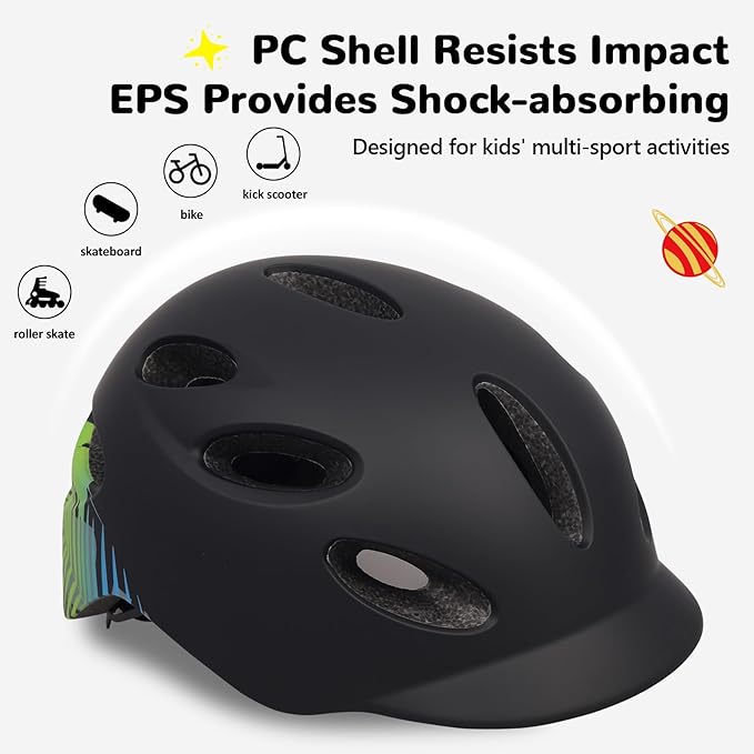 Kids/Youth Bike Helmet for Boys Girls and Teens, Adjustable and Multi-Sport for Bicycle, Kick Scooter, Skateboard, Roller/Inline Skate