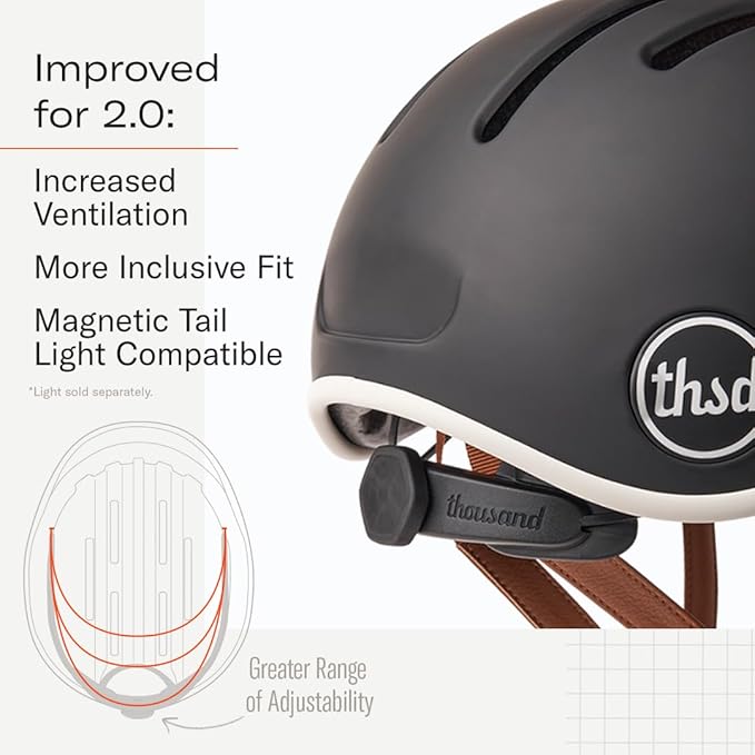 Thousand Heritage 2.0 Adult Bike Helmet; The Original Low Profile Retro Commuter Cycling Helmet Safety Certified for Bicycle Skateboard Skating Roller Skates; for Men & Women