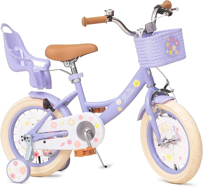 Girls Bike with Basket for Toddlers and Kids Aged 3-14 Years Old, 12 14 16 18 Inch with Training Wheels & Doll Seat, 20 Inch with Kickstand & Rear Rack, Princess Style Bicycle for Gift.