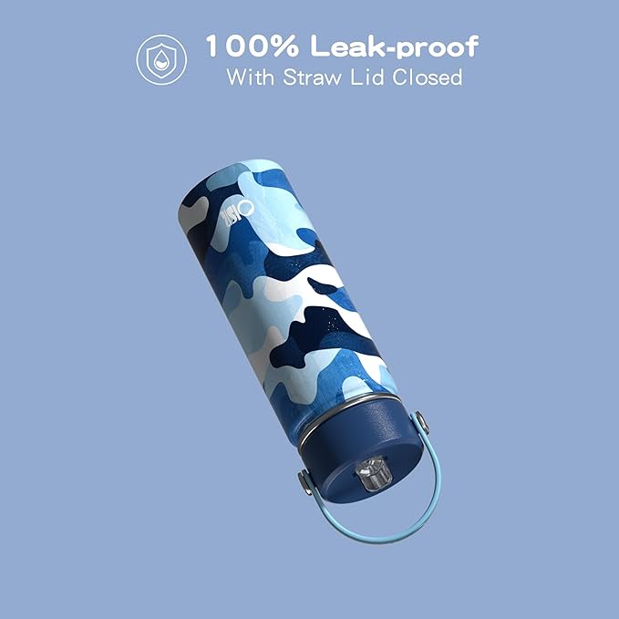 OISIZ 18oz Kids Water Bottle with Straw Lid, Vacuum Insulated Water Bottle 316 Stainless Steel Bottles for Kids for School, Leakproof Water cups, BPA Free and Keep Cold for 24 Hours,Easy to Clean