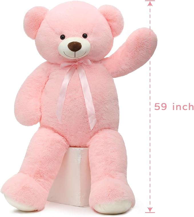 Tezituor 59” Pink Big Teddy Bear, 5ft Giant Stuffed Animal Plush,Soft Bear Gifts for Christmas, Birthday,Valentine, Baby Shower
