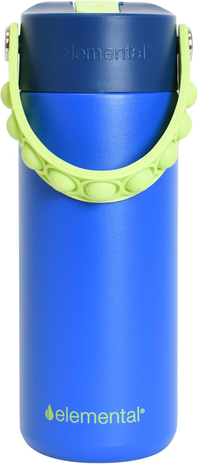 Elemental Insulated Kids Water Bottle, Stainless Steel Water Bottle with Straw Lid & Pop-It Handle, Leak-Proof Water Bottles for School, Boys or Girls, Travelling and Sports, 18oz - Night Fall