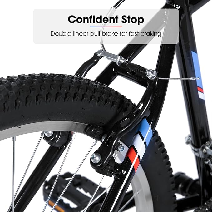 HILAND 24 26 inch Mountain Bike for Men Women, 18 Speeds High-Carbon Steel Frame, Sport Cycling MTB Bicycle for Adult