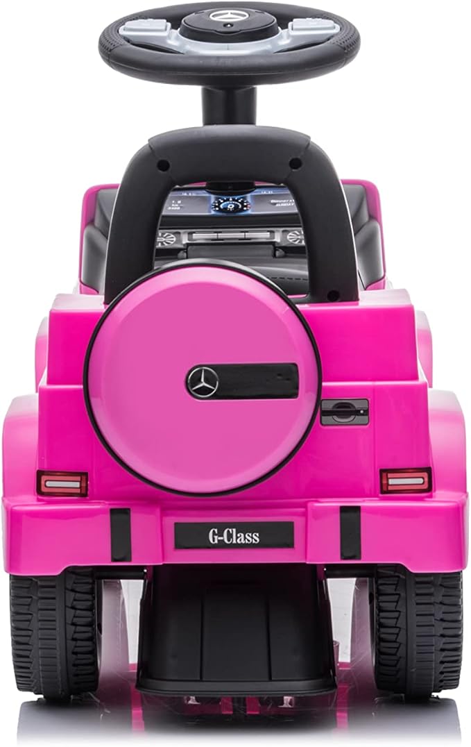 Best Ride On Cars Kids Outdoor Stroller Mercedes G-Wagon Push Car with Working Lights, Horn, and Music for Ages 1 to 3 years, Pink