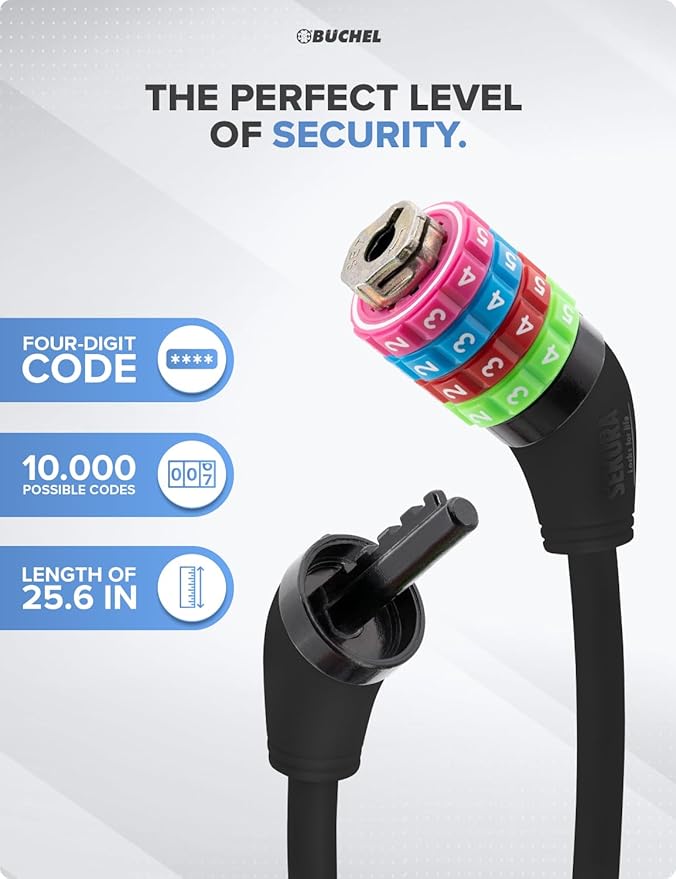 Bike Locks Cable for Kids - Colorful & Keyless - Secure Your Child's Bike - Easy-to-Use Bicycle Accessory, High Security 5 Digit Resettable Combination Coiling Bicycle Lock, Anti Theft