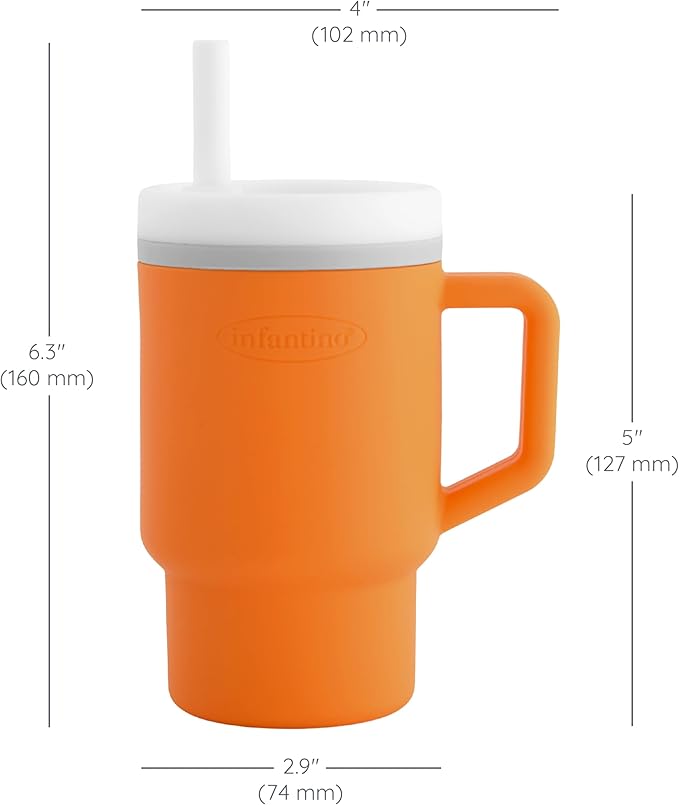 Infantino My 1st Tumbler, Silicone Sippy Cup with Straw & Handle, Spill-Resistant Baby Cup for On-the-Go, BPA-Free Transition Bottle