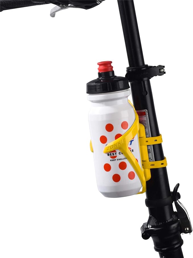 ZONKIE Bicycle Bottle Cages, Plastic Bike Bottle Holder with Cage Mounting Base (Yellow)