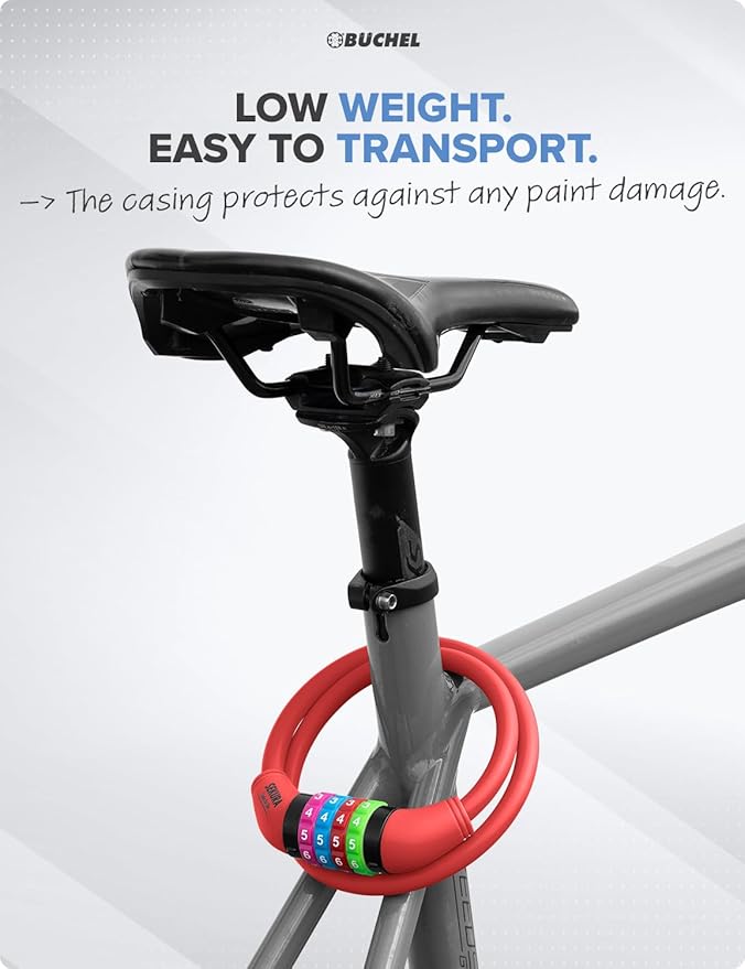 Bike Locks Cable for Kids - Colorful & Keyless - Secure Your Child's Bike - Easy-to-Use Bicycle Accessory, High Security 5 Digit Resettable Combination Coiling Bicycle Lock, Anti Theft