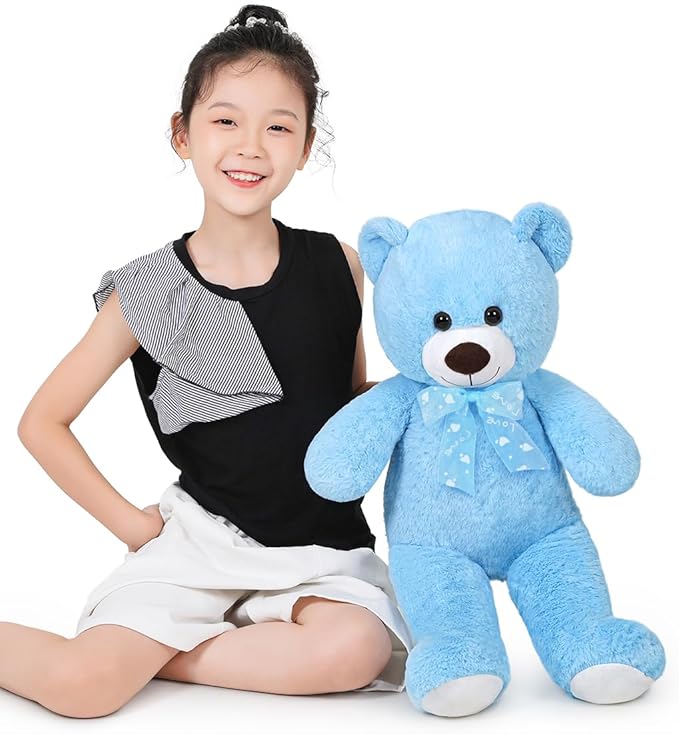Teddy Bear Stuffed Animal 24'' Small Teddy Bear Plush Toy Gift for Valentine Christmas Birthday Blue