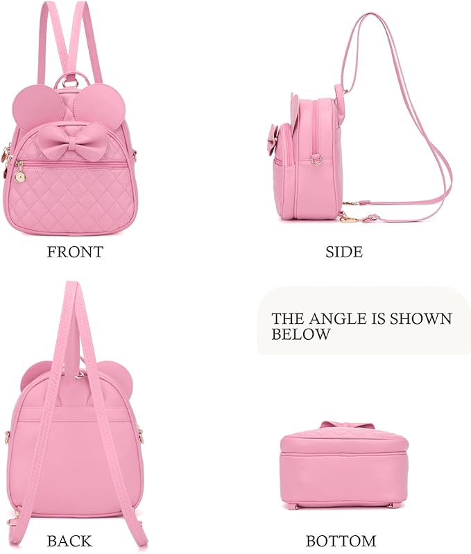 KL928 Girls Mini Backpack Bowknot Polka Dot Cute Small Daypacks Convertible Shoulder Bag Purse for Women