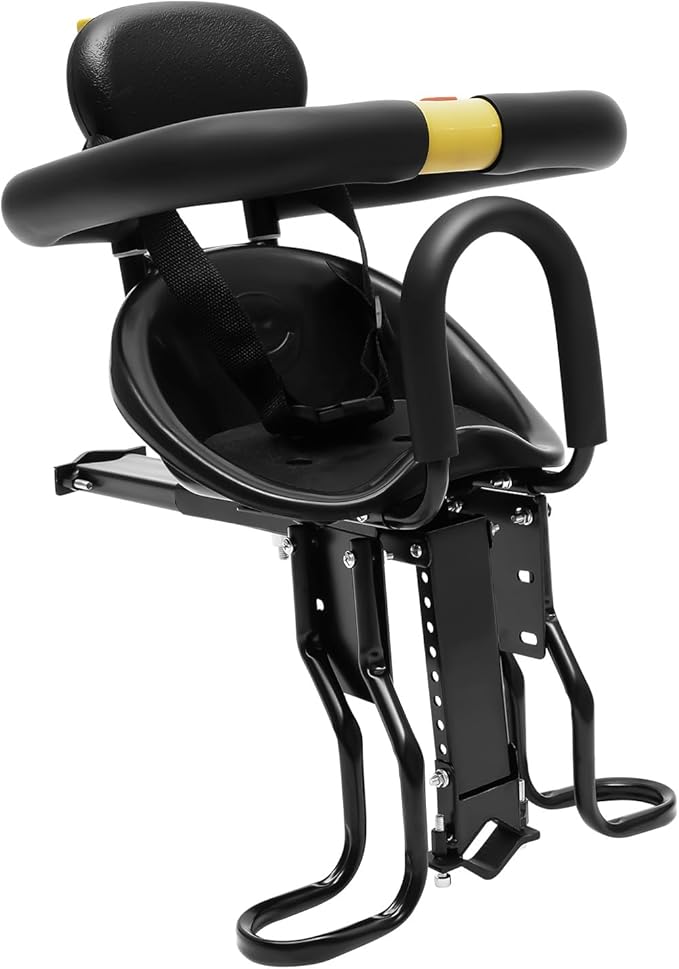 Gdrasuya10 Portable Bicycle Front Mounted Baby Seat Lightweight Child Bicycle Safety Seat Padded Saddle Kids Saddle Carrier Seat Cushion with Foot Pedal