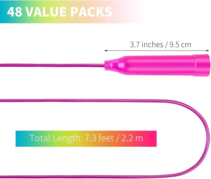 Aneco 48 Pack Kids Jump Rope Set 7.3 Feet Outdoor Jump Ropes Colorful Kids Jumping Ropes Great Sports Activities Birthday Party Favors Gifts