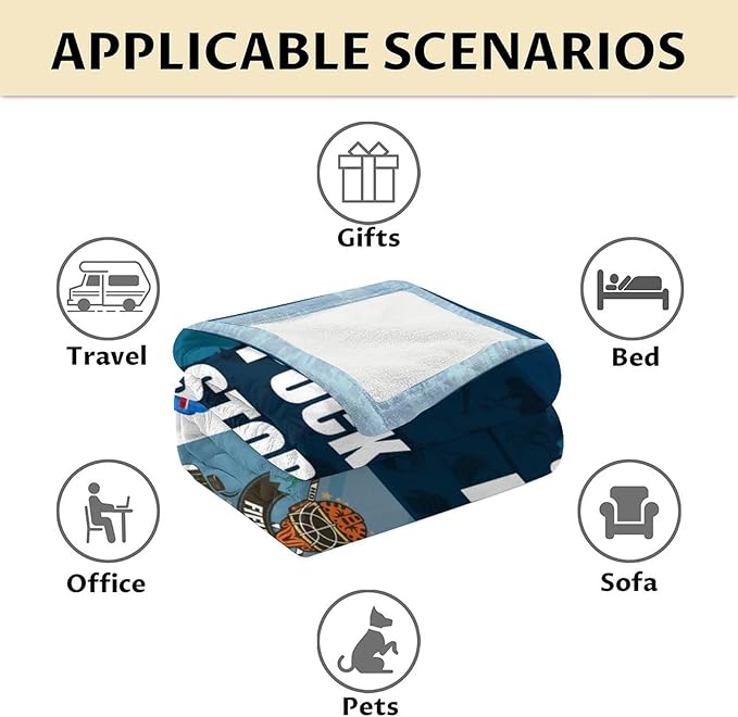 Personalized Hockey Gifts - Ice Hockey Blanket for Boys - Custom Kids Throw Blankets for Girls - 40"x50" Soft Plush Throws for Couch, Office