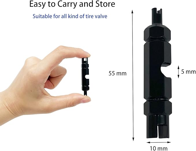 ZUFECY Bike Valve Core Remover Tool, Presta &Schrader Valve Cores for Tubeless Cycling Tires (Black)