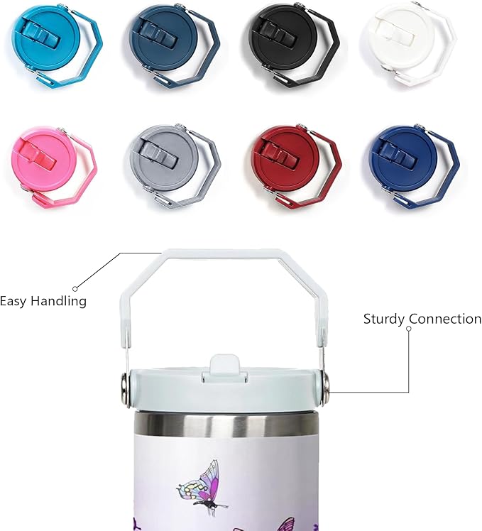 30 Oz Flip Tumbler with Handle Lid and Straw,Purple Butterfly Reusable Tumbler Water Bottle Travel Coffee Cup Mug,Butterfly Gifts for Women Mom Daughter Girlfriend Teenage Girls Bridesmaid