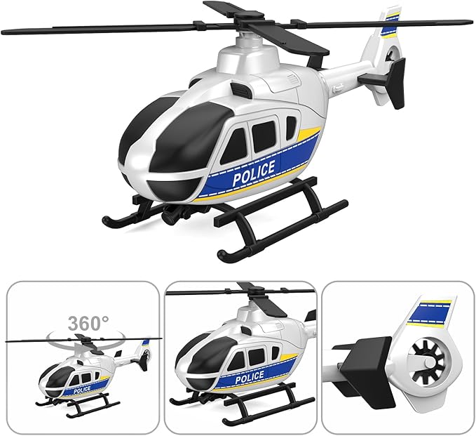 22" Semi Police Truck Toy with Helicopter for Kids Toddlers -Police Car Toys, Birthday for Boy Girl Toddler Child 3 4 5 6 7 Years Old