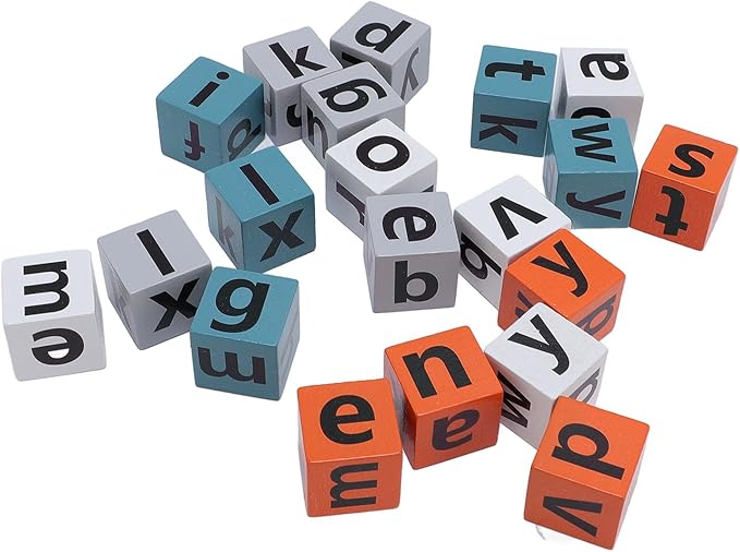 Premium Wooden Alphabet Stacking Blocks, Educational Toys for Toddlers, Improve Vocabulary Early Learning ABC Letter Blocks for Learning English Speaking and Listening Skills, Wood + Paper