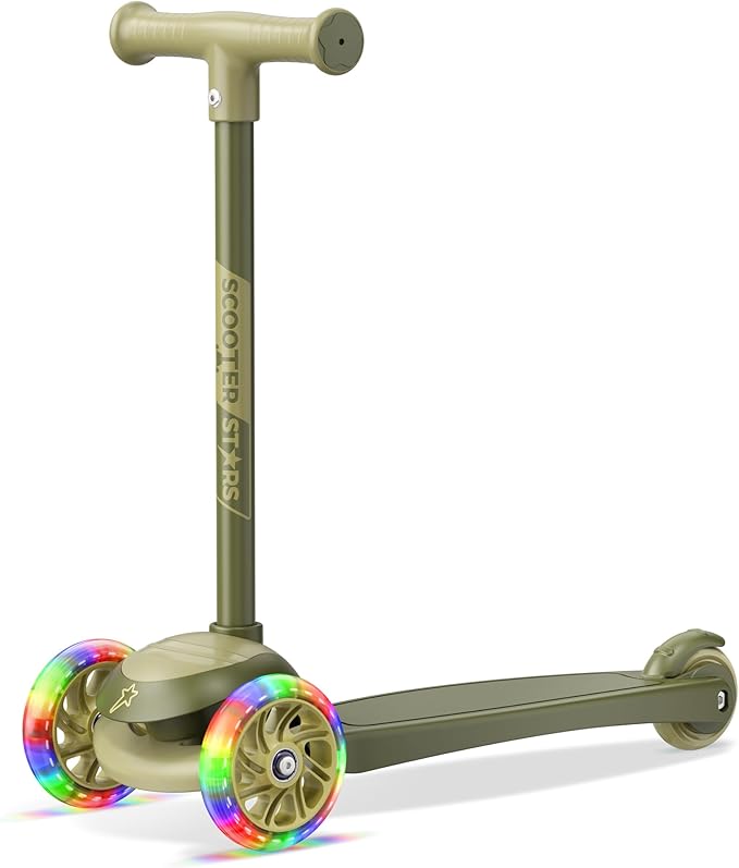 3 Wheel Scooter for Kids, Smooth Light Up LED Front Wheels, Wide Anti Slip Deck, Rear Foot Brake, Easy Lean to Steer Maneuvering, Indoor & Outdoor Ride On Toys for Ages 2 Up