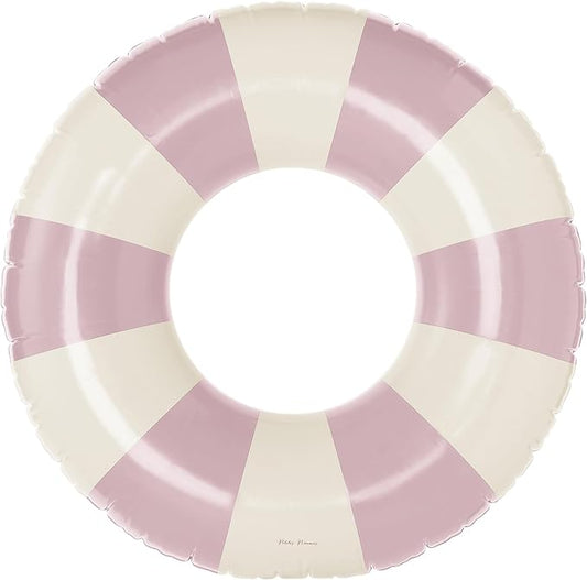 Petites-Pommes Swimming Pool Floats for Adults - Durable Inner Tube, Handprinted Classic Striped Design Tube Float, Soft Comfort Seaming, Packable Floats for Travel, Baby Pink, 47 inch