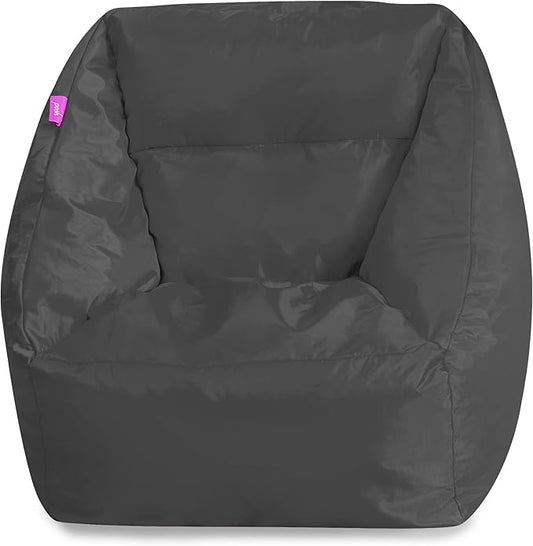 Posh Creations Structured Comfy Bean Bag Chair for Gaming, Reading, and Watching TV, Coronado Chair, Microsuede - Charcoal Gray