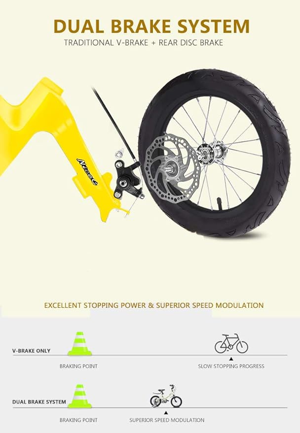 Nice C Training Wheel Bike, Kids Bike Boys Girls, BMX Mountain with Dual Disc Brake 12-14-16-18 inch