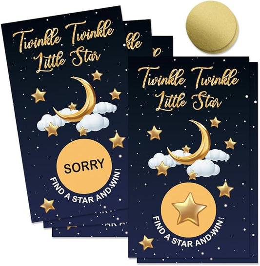 50 Pcs Twinkle Twinkle Little Star Scratch off Game Cards, Star And Moon Themed Scratch Card for Birthday Baby Shower or Celestial-Themed Events, Lottery Group Reveal Games Activity Supplies