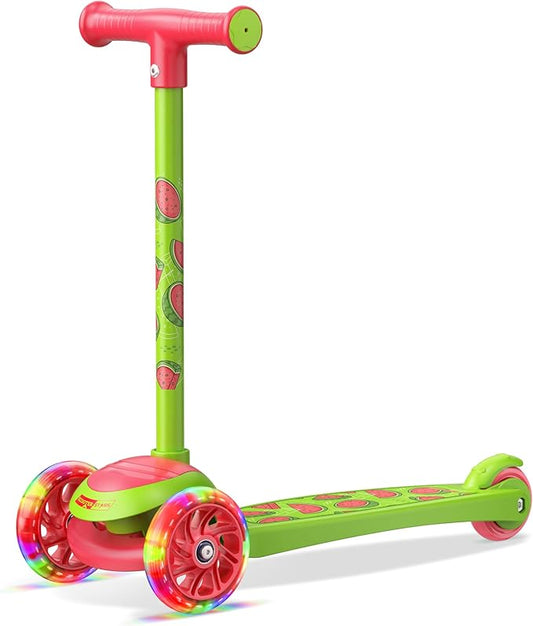 3 Wheel Scooter for Kids, Smooth Light Up LED Front Wheels, Wide Anti Slip Deck, Rear Foot Brake, Easy Lean to Steer Maneuvering, Indoor & Outdoor Ride On Toys for Ages 2 Up