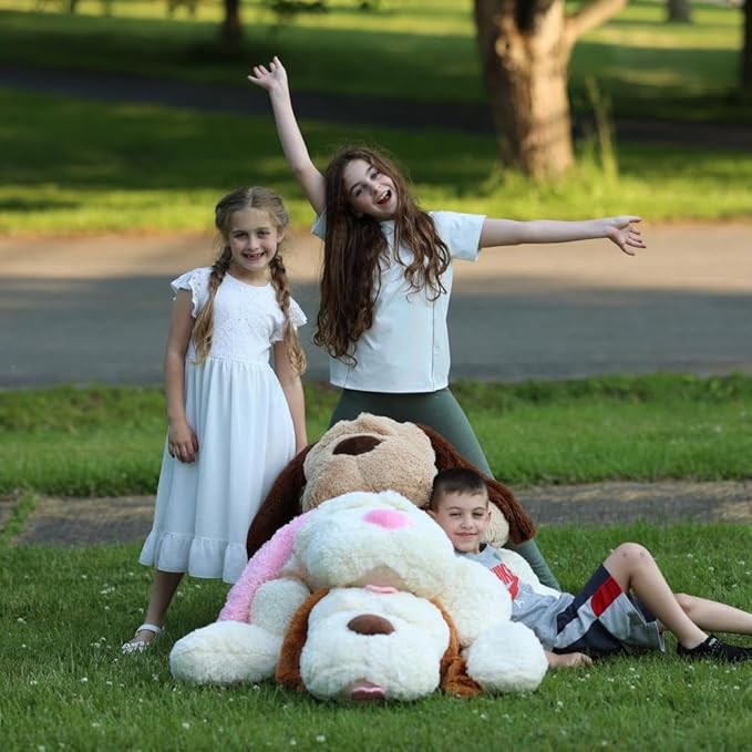 MaoGoLan 51" Giant Dog Plush, Life Size Large Stuffed Animal Dog, Fluffy and Cuddly Stuffed Puppy Stuffed Animal Throw Pillow Toy Birthday for Girls Kids