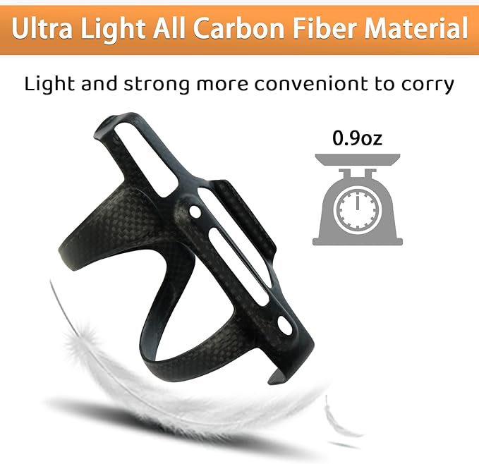 BRKURLEG Bike Water Bottle Holder Ultra-Light Carbon Fiber Bicycle Drink Bottle Cages with Screws Tool, for Road Bike MTB Cycling Black Matte
