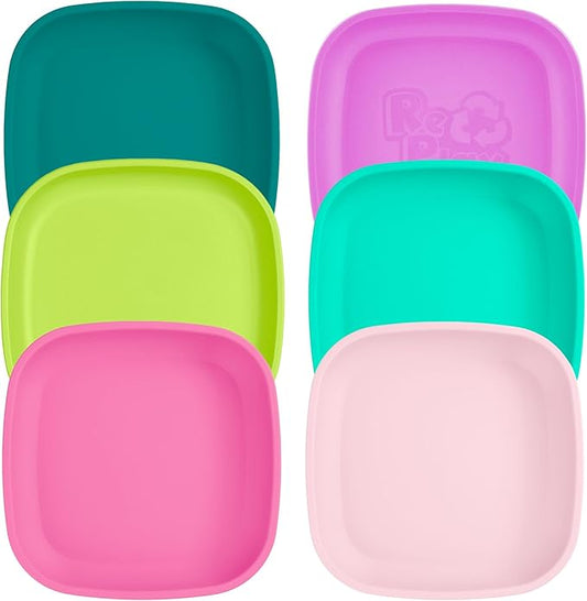 Re-Play Toddler Plates - 22 Oz. Deep-Walled Flat Kids Plates - Dishwasher & Microwave Safe - Made in USA - Set of 6-7.37" x 7.37" x 1.25" - Fairytale