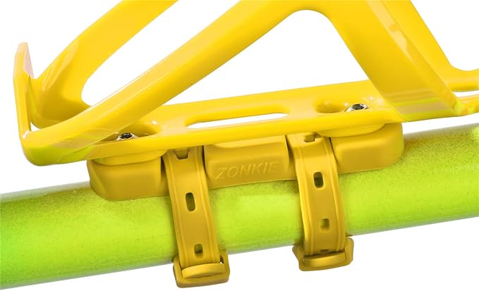 ZONKIE Bicycle Bottle Cages, Plastic Bike Bottle Holder with Cage Mounting Base (Yellow)