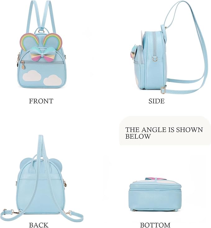 KL928 Girls Mini Backpack Bowknot Polka Dot Cute Small Daypacks Convertible Shoulder Bag Purse for Women