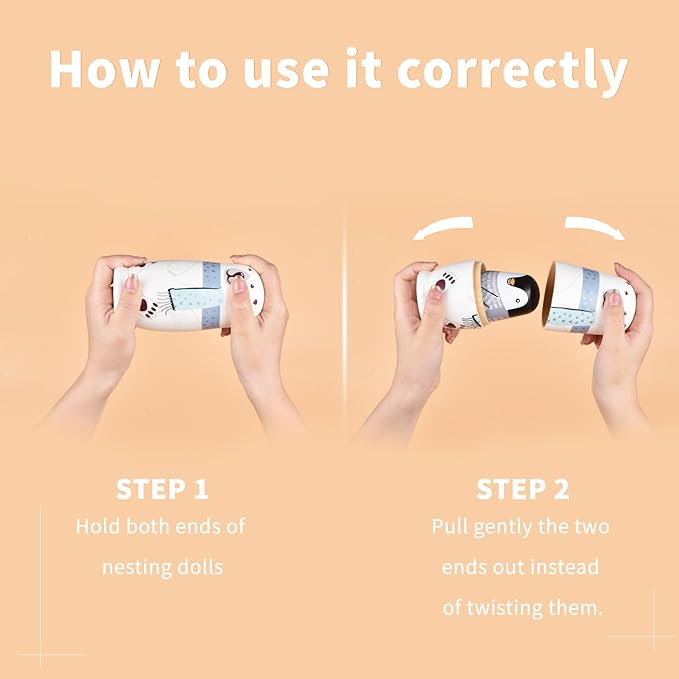 Nesting Dolls, Nesting Easter Eggs Toys, Wooden Handmade Matryoshka Dolls for Kids Birthday or Home Decoration (Polar Bear)