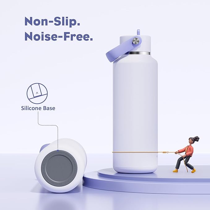 POWCAN 18 oz Slim Insulated Water Bottle: Leakproof, Lightweight, Cold for 24 Hrs, Double Walled Stainless Steel Water Bottle with Straw for Outdoors, Travel, Hiking, Biking, Sport (Lupine Haze)