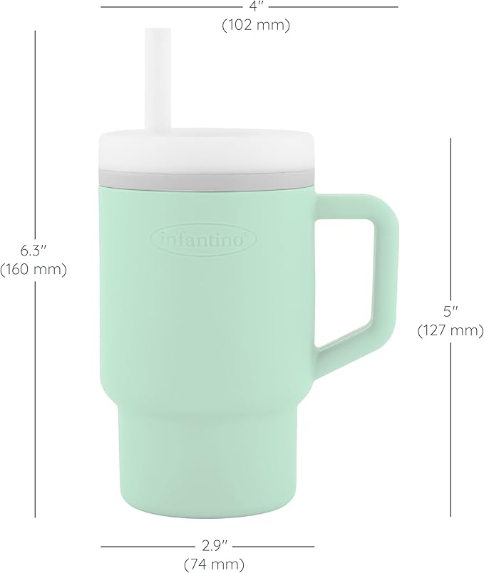 Infantino My 1st Tumbler, Silicone Sippy Cup with Straw & Handle, Spill-Resistant Baby Cup for On-the-Go, BPA-Free Transition Bottle