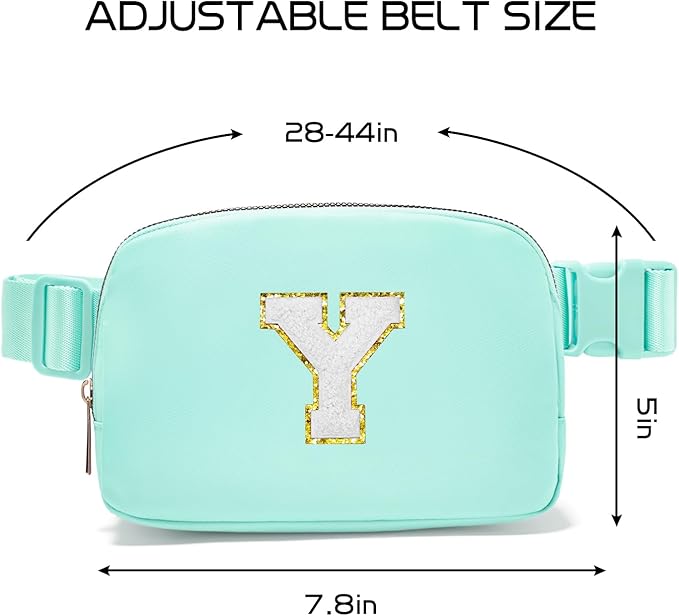 Gitus Birthday Gifts for 8 9 10 11 12 13 Year Old Girls Personalized Fanny Pack Crossbody Bags with Initial Letter Patch Belt Bag for Teen Girls Cute Trendy Stuff Travel Essentials (Mint Green-Y)
