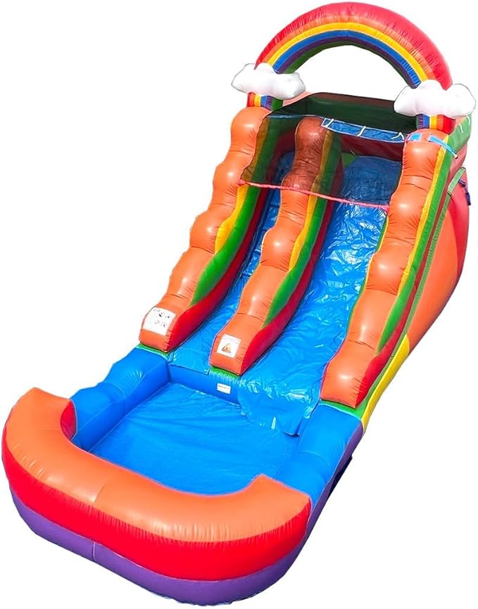 Inflatable Water Slides for Kids - Backyard Inflatable Water Slides with Splash Pool - Rainbow Cloud Slide Complete with Blower, and Stakes - 21' x 9' - 12' Tall Slide