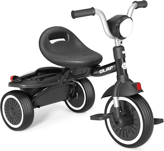 Glaf Toddler Bike for 2-5 Year Olds Tricycle for Toddler 1-3 Kids Tricycle Baby Bike with Adjustable Seat and Storage Basket Kids Trike Toys & Birthday Gifts for 1+ Years Old Boys Girl (Black)